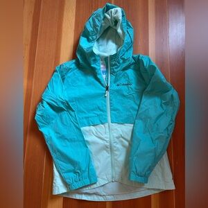 Columbia teal rain jacket size medium (10/12).